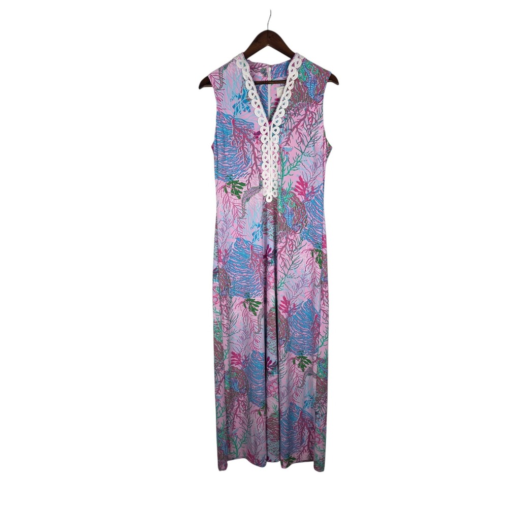 Pappagallo Maxi Dress Womens M Cactus Rose Multi Coastal Resort Tropical NEW